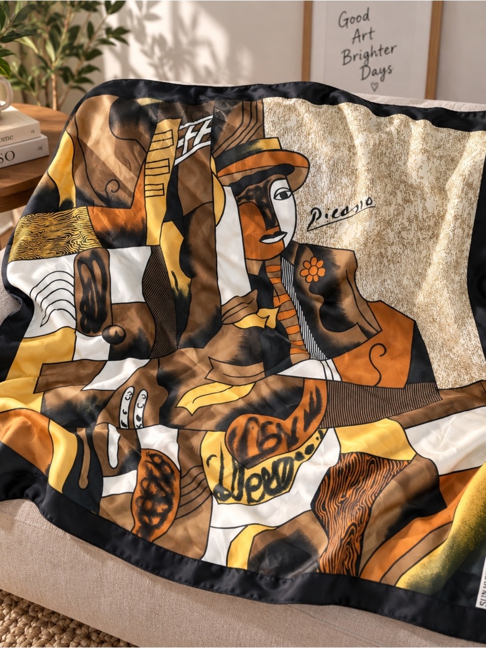 Vintage Sun Kyung Sa Picasso Cubism Pop Art Square Scarf 33x35